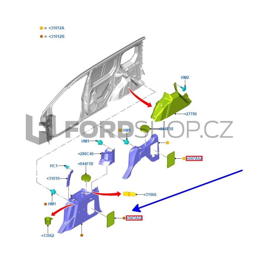 Kryt panelu zavazadlového prostoru Ford Tourneo Connect